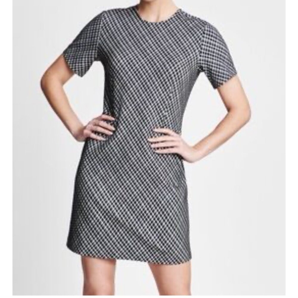 Spanx Perfect Sheath Dress Jacquard black white 90s classic sz M